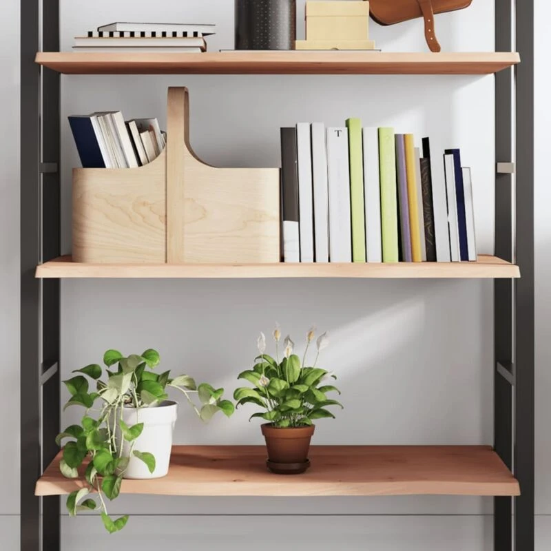 Image of Vidaxl Wall Shelf 100X60X2cm Untreated Solid Wood Oak, Brown 363569