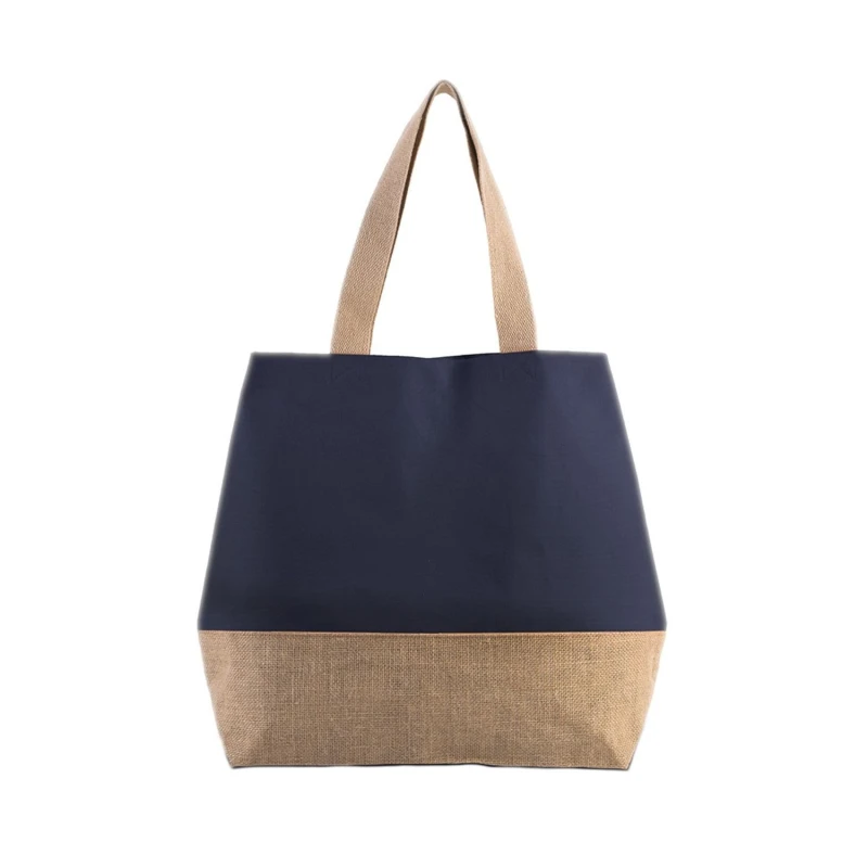 Image of Kimood Kimood Canvas And Jute Shopper Bag in Navy Navy One Size Unisex 5059444680656