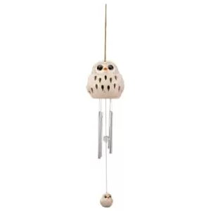 Image of Smart Solar Ceramic Snowy Owl Chime