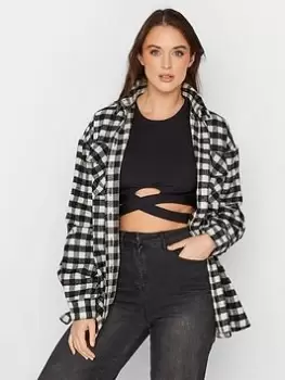 Image of Long Tall Sally Black And White Check Shacket, Black, Size 22-24, Women