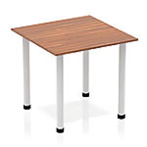 Image of Impulse Square Table 800 Walnut Post Leg Silver