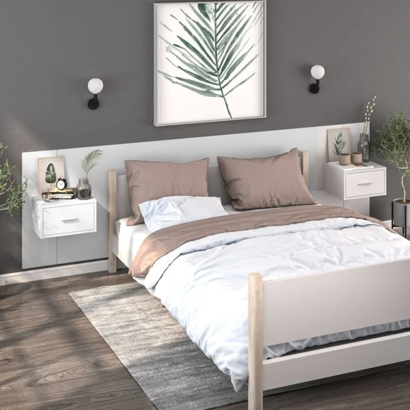 Image of VIDAXL Wall-mounted Bedside Cabinets 2 pcs White Vidaxl 8720286964095