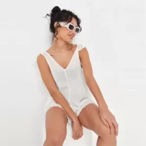 image of Missguided cheesecloth tie shoulder playsuit - White