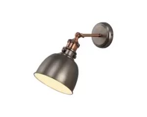 Image of Adjustable Dome Wall Lamp, 1 x E27, Antique Silver, Copper, White