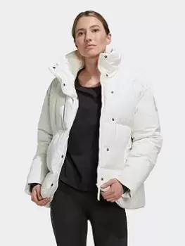 Image of adidas Big Baffle Down Jacket, White, Size 2Xs, Women