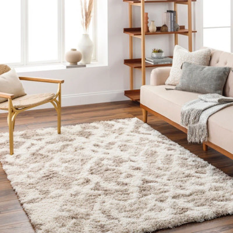 Image of Livabliss Shaggy Modern Plush Pile Beige Paula Area Rug 130 X 170 Cm - Easy Care, Non Shedding, Ideal For Living Room & Bedroom