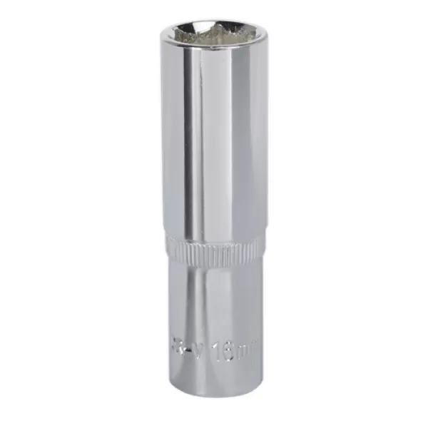 Image of Genuine SEALEY SP1216D WallDrive® Socket 16mm Deep 1/2Sq Drive Fully Polished