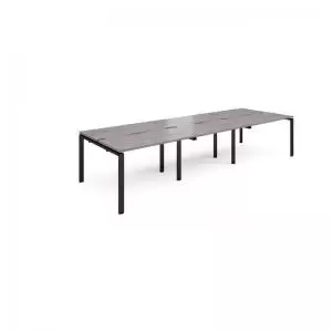 image of Adapt triple back to back desks 3600mm x 1200mm - Black frame and grey