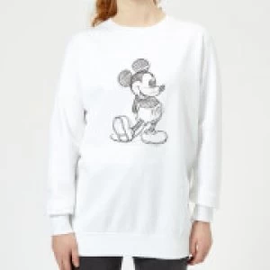 Image of Disney Mickey Mouse Sketch Womens Sweatshirt - White - XL
