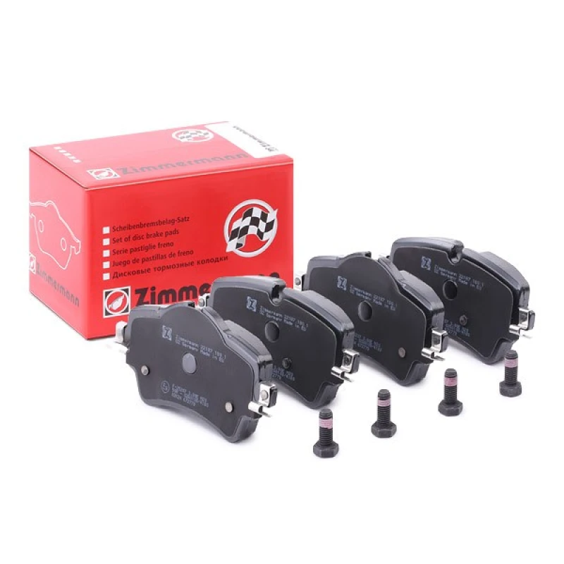 Image of ZIMMERMANN 22187.180.1 Brake pad set Front Axle, prepared for wear warning indicator, Photo corresponds to scope of supply, with bolts/screws Brake P