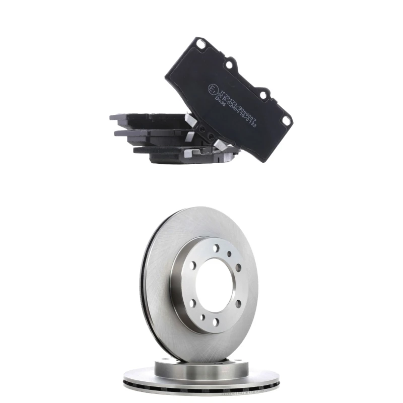 Image of RIDEX 3405B2617 Brake disc and pads set Front Axle, Brake Disc Type: Vented, with acoustic wear warning Brake Set,disc brakes (3405)