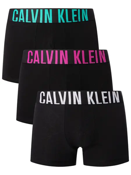 Image of Calvin Klein 3 Pack Intense Power Trunks Black (White/Fuchsia/Green) M