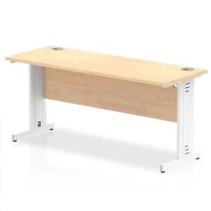 Image of Trexus Desk Rectangle Cable Managed White Leg 1600x600mm Maple Ref