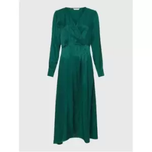 Image of Tommy Hilfiger Vis Jacquard Wrap Midi Dress - Green