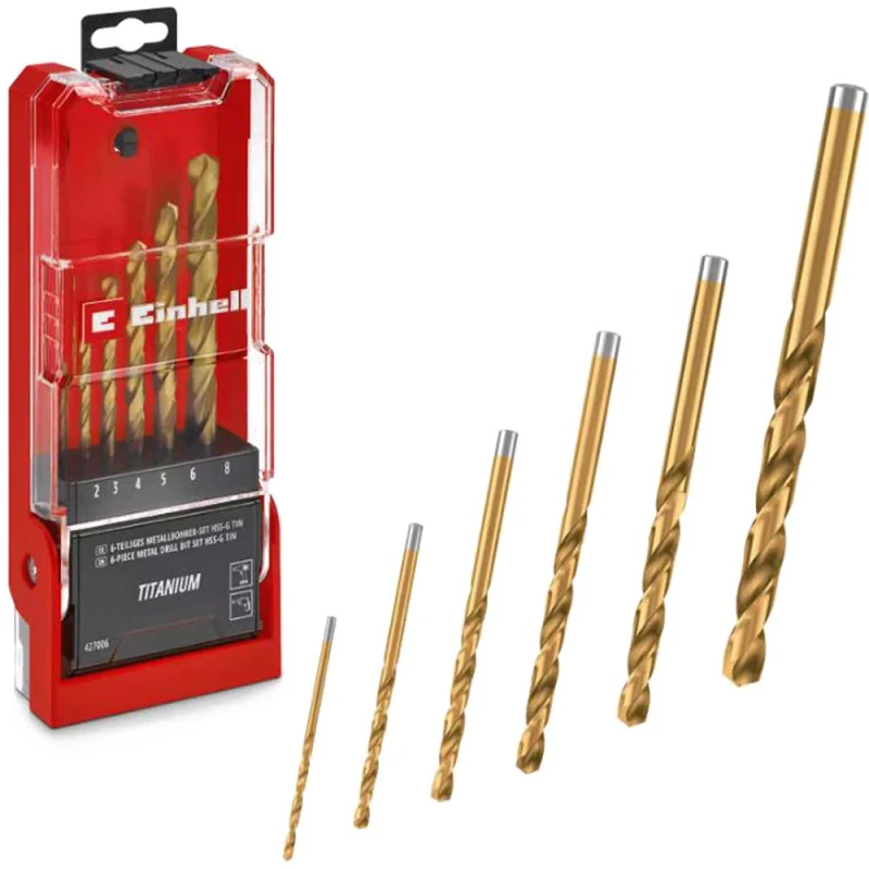 Image of Einhell 6 Piece HSS-G Titanium Coated Drill Bit Set 49427006