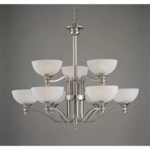 Image of Impex Texas 9 Light Satin Nickel White Alabaster