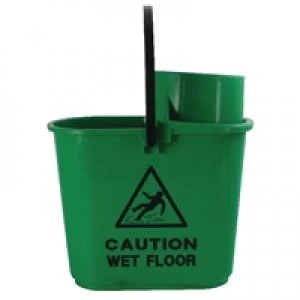 image of Contico 2Work Green Plastic Mop Bucket With Wringer 15 Litre 102946GN