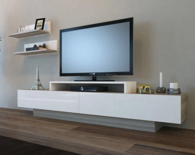 Image of Decorotika Lusi TV Stand TV Unit for TVs up to 80" Light Grey
