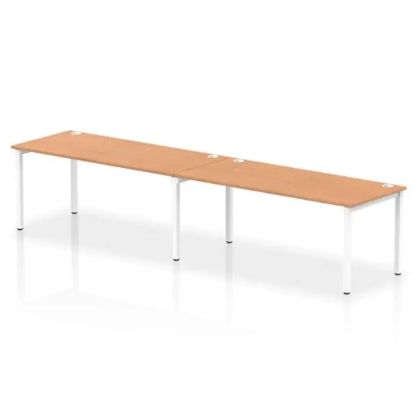 Image of Impulse Impulse Bench Single Row 2 Person 1800 White Frame Office Bench Desk Oak IMBS218OAKW