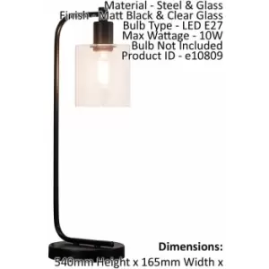 image of Loops - Table Lamp Matt Black & Clear Glass 10W LED E27 Complete Bedside Light