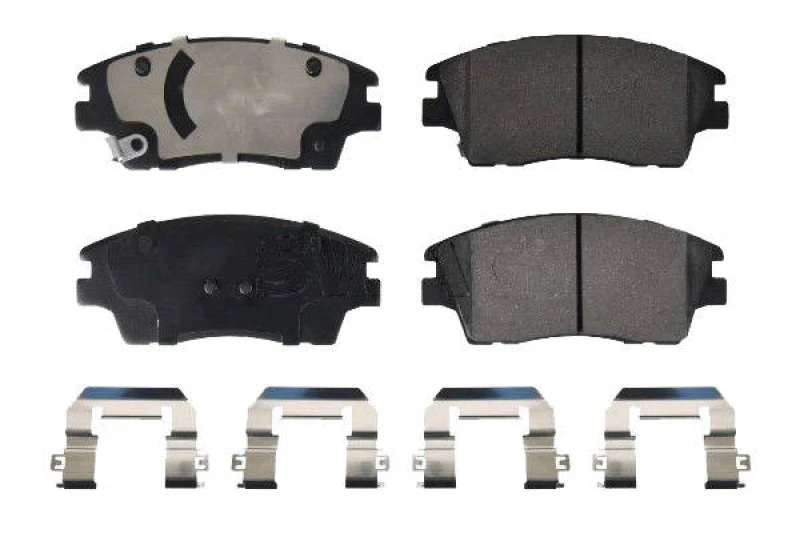 Image of SWAG 33 10 7640 Brake pad set Front Axle, with acoustic wear warning, with retaining spring holder, with staples Brake Pad Set,disc brake (402)