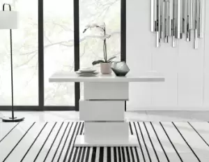 Image of Apollo Rectangle White High Gloss Chrome 4 Seater Dining Table
