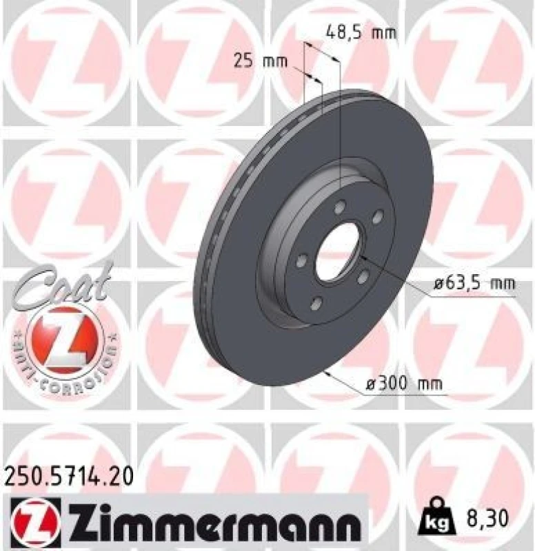 Image of ZIMMERMANN Brake disc ZIMMERMANN 250.5714.20