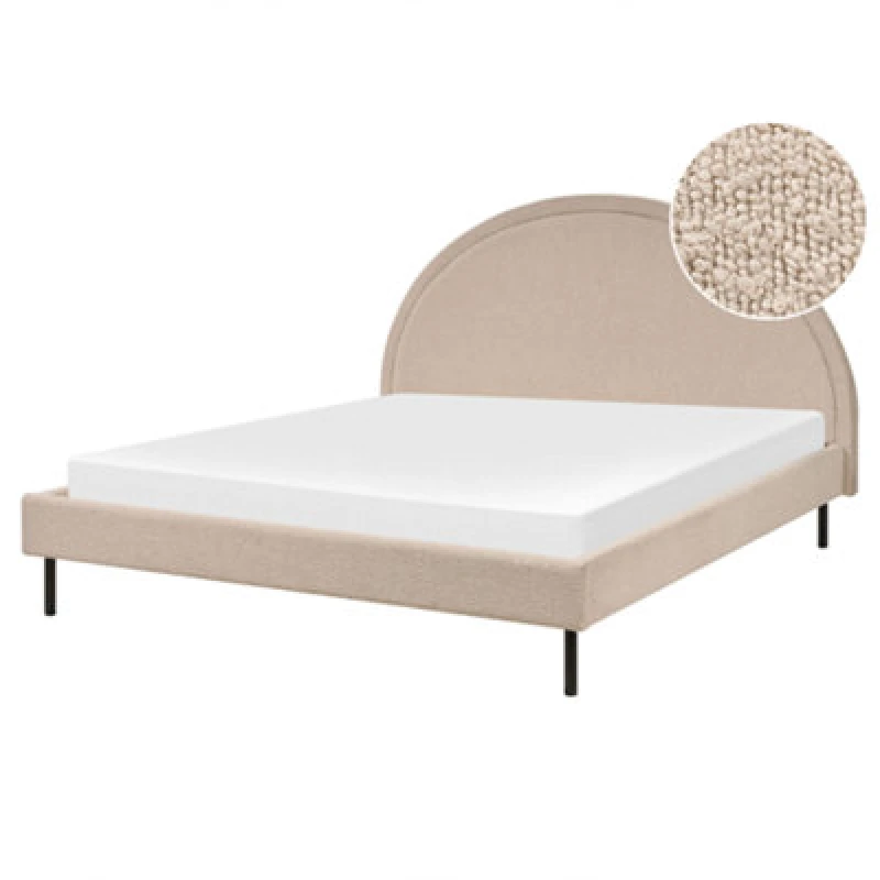 Image of Beliani Bed Boucle Margut 160 X 200 Cm (Eu King Size) Beige
