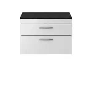 image of Nuie Athena 800 Wall Hung 2-drawer Vanity & Sparkling Black Worktop - Gloss Grey Mist