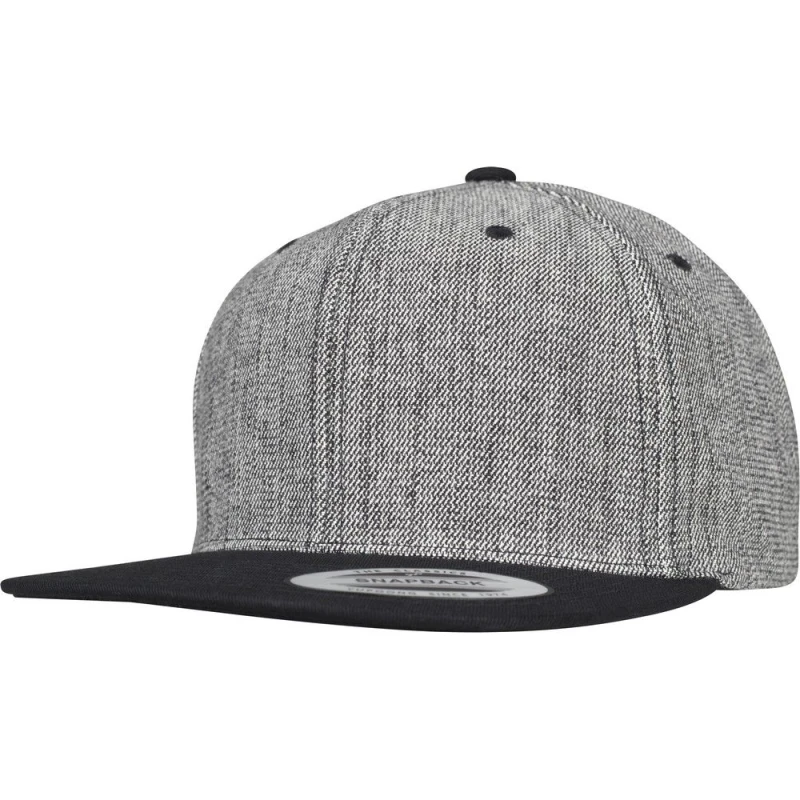 Image of Flexfit by Yupoong Mens Melange Solid Snapback Cap in Black Male One Size