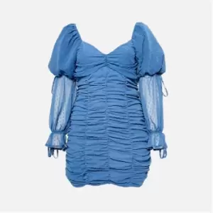 Missguided Plus Size Dobby Ruched Mini Dress - Blue