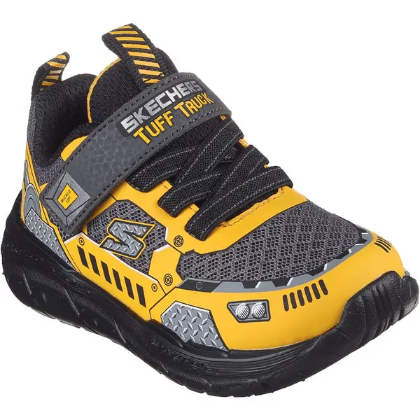 Image of Skechers Boys Skech Tracks Strap Comfy Trainers UK Size 5 (EU 22) Charcoal/Yellow SKE2282-CCYL-5