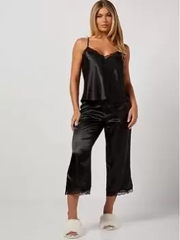 Image of Boux Avenue Maisie Cami & Cropped Pant - Black, Size 10, Women