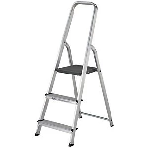 image of Werner High Handrail 3 Tread Aluminium Stepladder