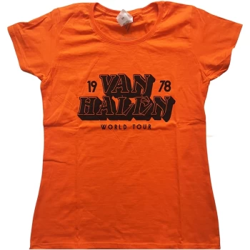 Image of Van Halen - World Tour '78 Womens X-Small T-Shirt - Orange