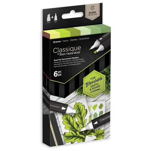 image of Spectrum Noir Classique Blend Marker Pen Set Greens Set of 6