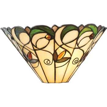 Image of Interiors 1900 Lighting - Interiors Jamelia - 1 Light Indoor Wall Uplighter Dark Bronze with Tiffany Glass, E14