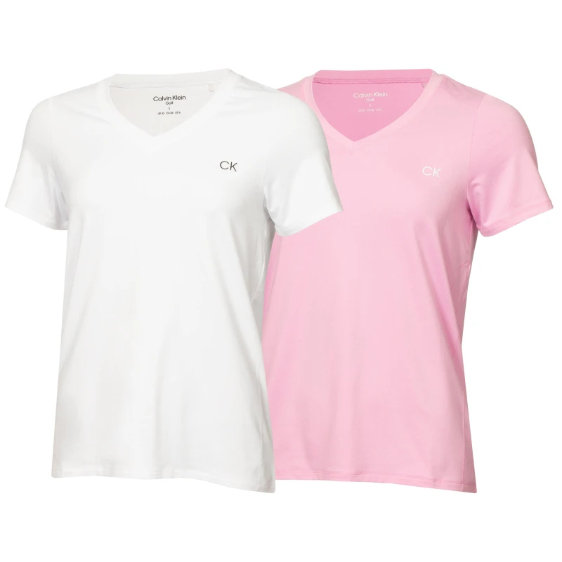 Image of Calvin Klein Golf Womens Regular Fit T-Shirt White/Pink female 8 (XS)