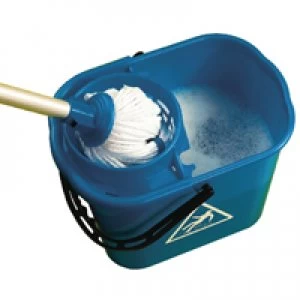 image of Contico 2Work Blue Plastic Mop Bucket With Wringer 15 Litre 102946BU