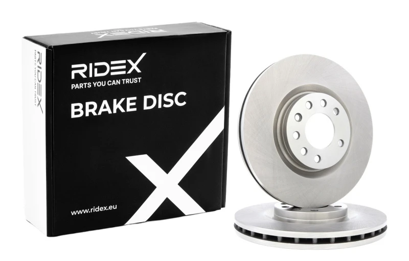 Image of RIDEX 82B0596 Brake disc Front Axle, Vented, Cast Iron, Uncoated, Untreated, without bolts/screws Cast Iron Brake Disc (82)