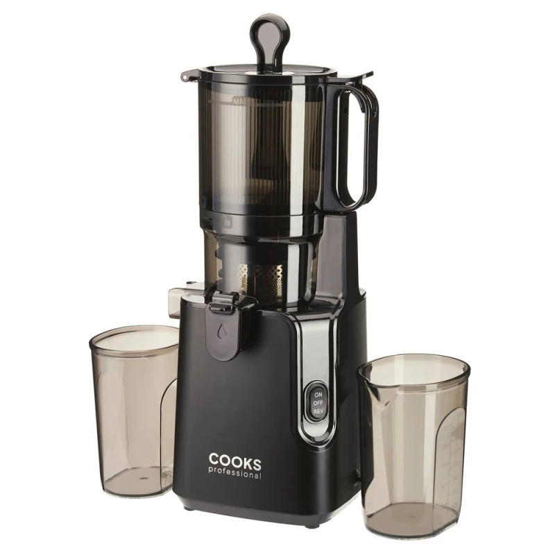 Image of Cooks Professional Cold Press Juicer with Wide Chute & 1.8L Hopper for Whole Fruit & Veg in Black Unisex