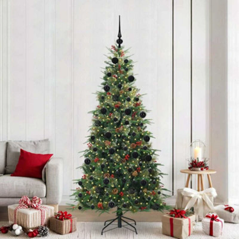 Image of Vidaxl Artificial Hinged Christmas Tree Green 210 Cm Pe And Pvc