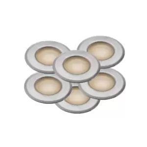 Image of Une 6 Pack LED Outdoor Recessed Floor & Decking Stainless Steel, IP67, 3000K