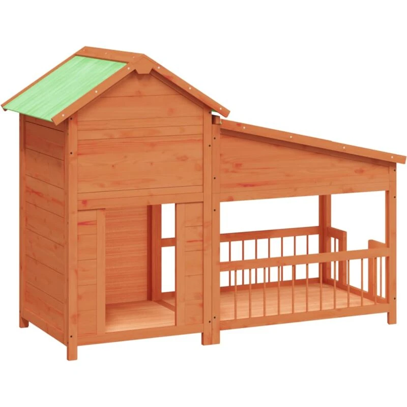 Image of VIDAXL Dog Kennel Brown 143x60.5x109cm Solid Wood Pine Vidaxl 8720845798352
