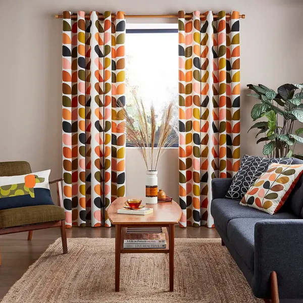 Image of Orla Kiely Multi Stem Eyelet Curtains, 168 x 137cm, Cream