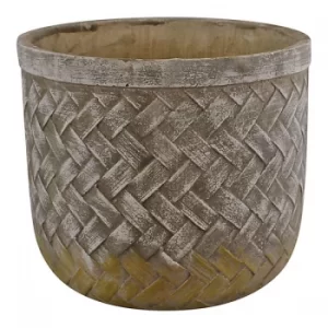 Image of Weave Effect Cement Pot, Large, 23cm diameter