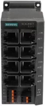 Image of Siemens Ethernet Switch, 8 RJ45 port, 24V dc, 10/100Mbit/s Transmission Speed, DIN Rail, Wall Mount