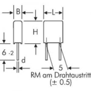 image of MKS thin film capacitor Radial lead 0.01 uF 100 Vdc 20 5mm L x W x H 7.2 x 2.5 x 6.5mm Wima MKS2D021001A00KSSD 1