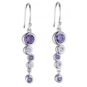 image of Circle Drop Purple CZ Earrings E5643M