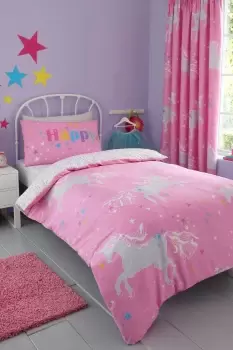 image of 'Unicorn Glow' Childrens Glow In The Dark Duvet Cover Set